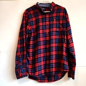 IZOD Red Flannel Long Sleeve Shirt Size M